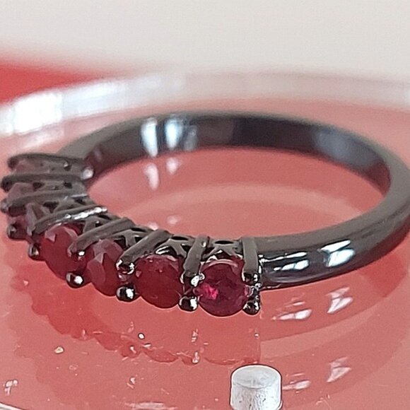 Heated Natural Red Ruby 925 Sterling Silver Ring Sz 8 - Picture 2 of 7